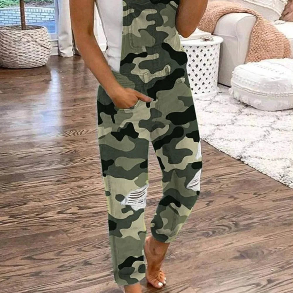 Women Sports Shoulder Straps Ripped Denim Rompers Spring Summer New Fashion Retro Slim Fit Female Versatile Casual Halter Jeans