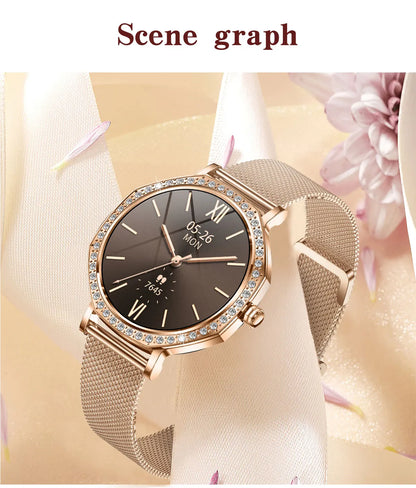 2026 New Ladies' Fashion Smartwatch Diamond Frame HD AMOLED Screen Bluetooth Call Health Monitoring Waterproof Smart Watch Gift