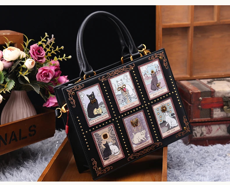 Vintage and Luxury Designer Bag with Delicate Embroidery Cat Printing Women Popular and Fashionable Tote Bag with Large Capacity