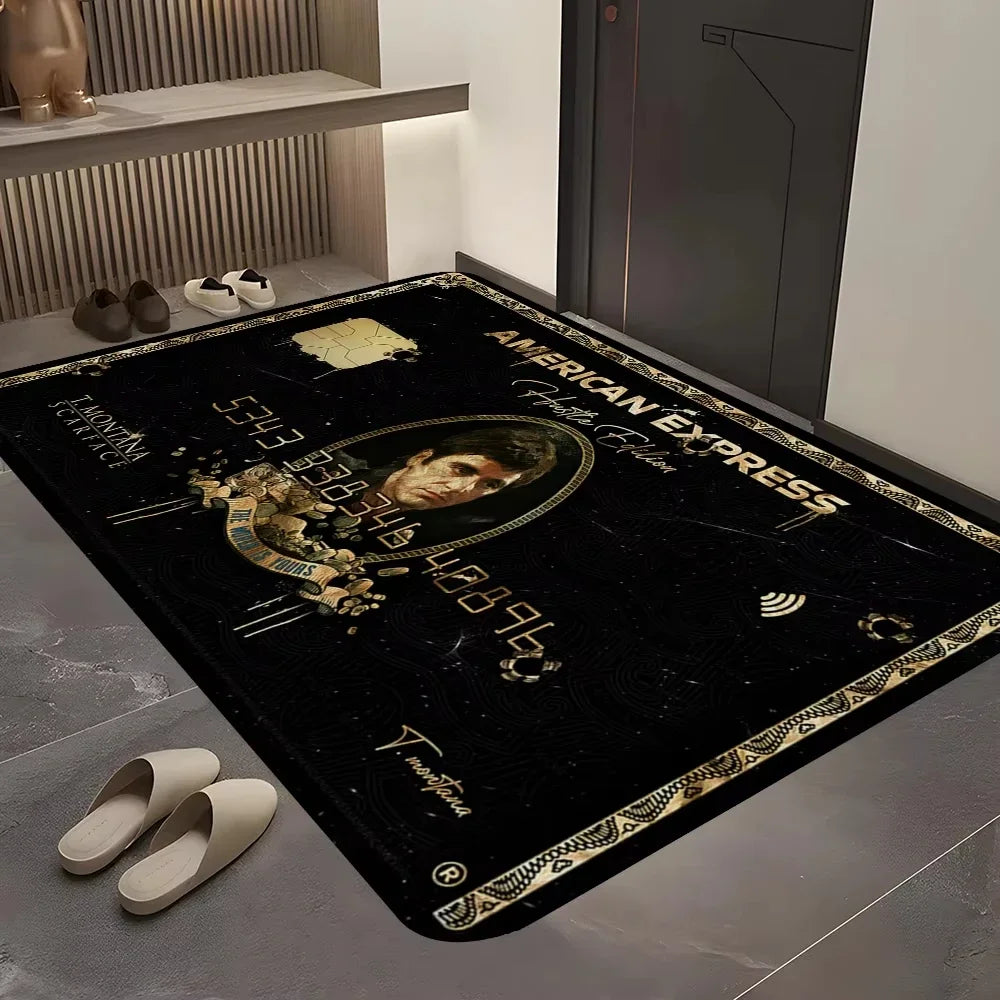 Stylish Movie Scarface Design Floor Mat Sofa Chairs Area Carpet for Living Room Decor Bedroom Non-Slip Bedside Soft Rug Doormat