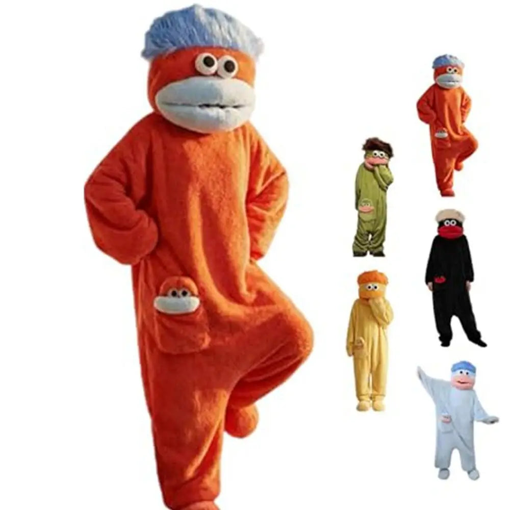Funny Soft Coral Fleece Big Mouth Onesie Pajamas Thicken Texture Hooded Pajamas Fleece Pajamas Loungewear