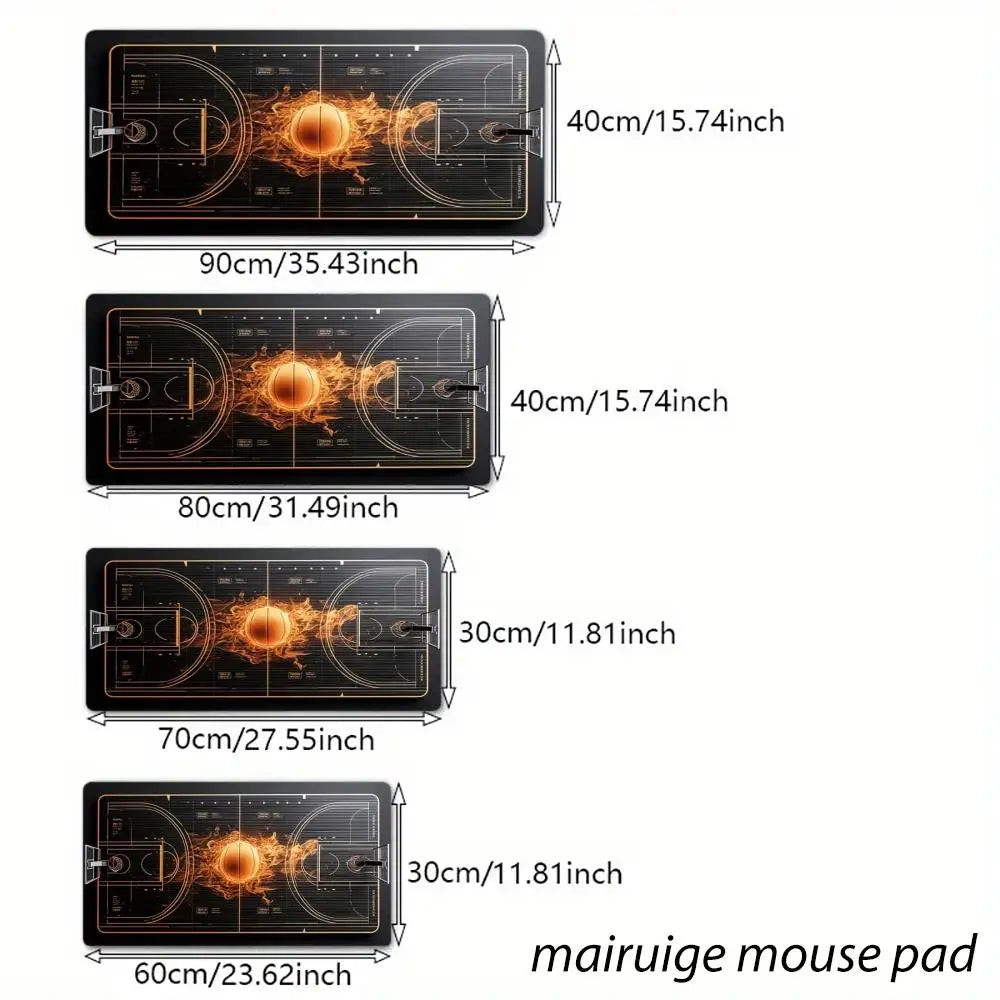 Basketball court Mouse Pad Large Computer Office Game Table Mat Rubber Anti-slip Stitched Edge Keyboard Mat 90x40 XXL Desk Pad