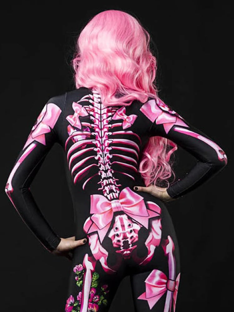 Halloween Scary Cosplay Skeleton Rose Sexy Women Devil Vampire Jumpsuit Party Carnival Scary Costume Baby Girl Day of The Dead