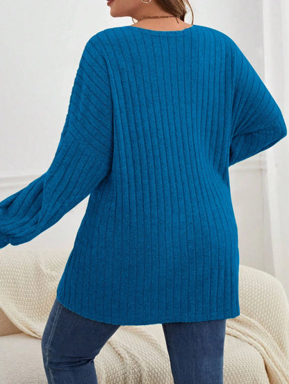 Autumn and Winter  Plus Size Women's 1XL-5XL Solid Color Loose Cardigan Top Women's Long Sleeved Knitted Jacket
