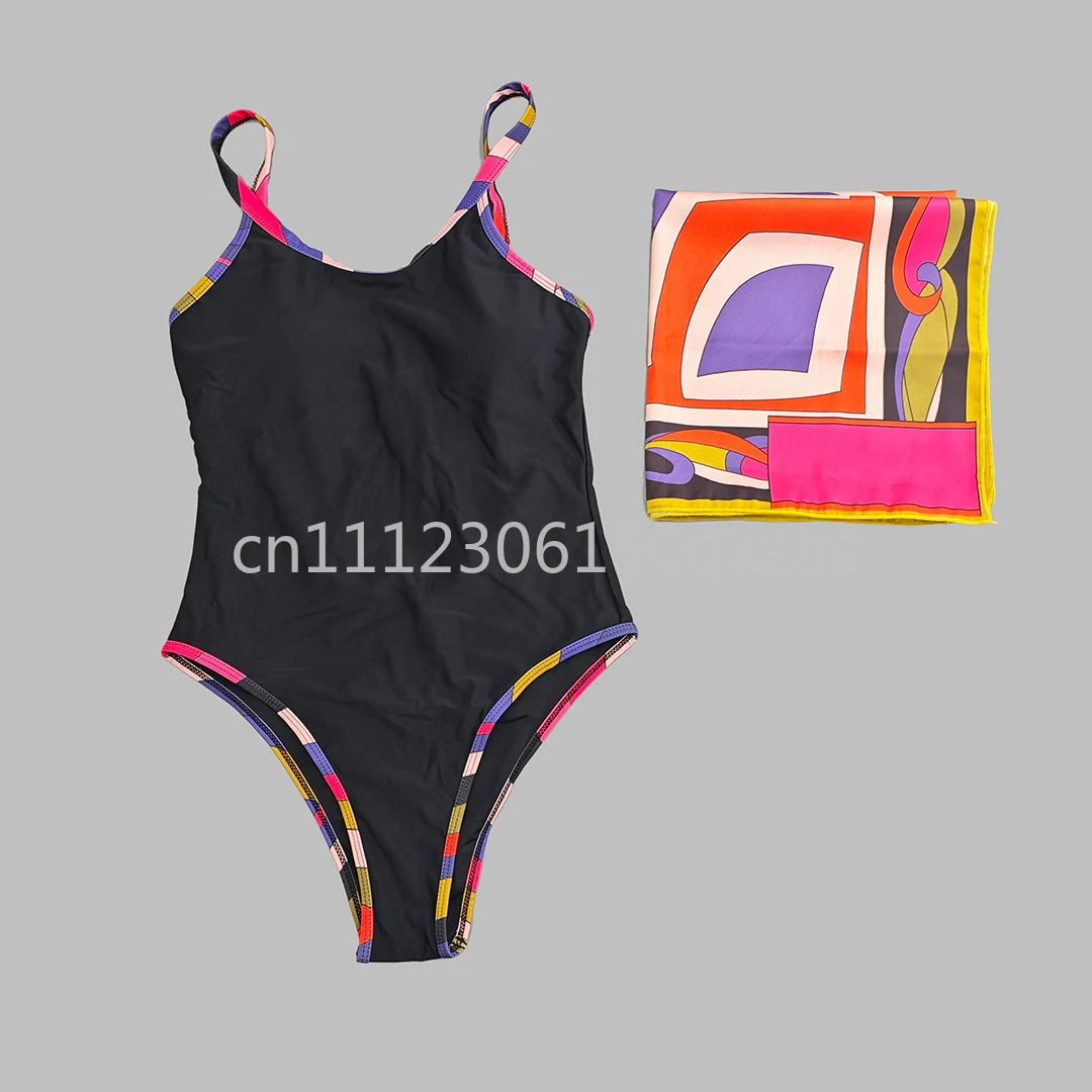 Classic Design Women's Headband Swimsuits with Letter Signature Logo Designer Brand Lady Sexy Scarf Swimsuits Beachwear
