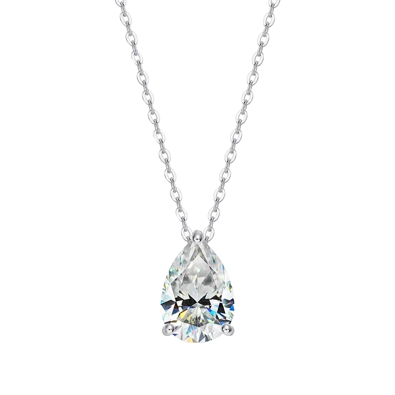 FEOBUR 1-4CT Pear Cut Moissanite Diamond Necklace for Women Certified 925 Sterling Silver Waterdrop Pendant Neckchain Jewelry