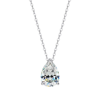 FEOBUR 1-4CT Pear Cut Moissanite Diamond Necklace for Women Certified 925 Sterling Silver Waterdrop Pendant Neckchain Jewelry
