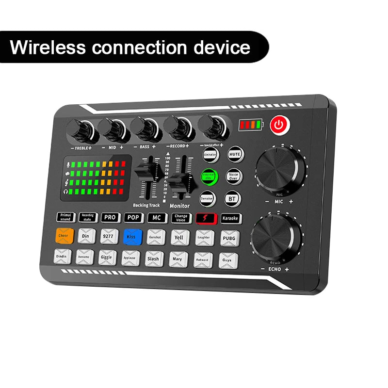 F998 Live Streaming Sound Card DJ Mixer Effects Voice Changer Audio Mixer For Record Singing Increase Live Streaming Atmosphere