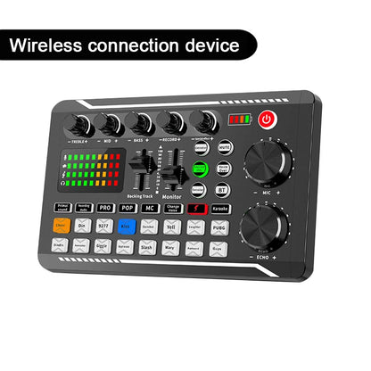 F998 Live Streaming Sound Card DJ Mixer Effects Voice Changer Audio Mixer For Record Singing Increase Live Streaming Atmosphere