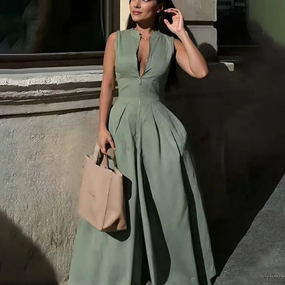 2026 Casual Jumpsuits For Woman Romper Playsuit Women's Clothing Temperament Commuting Simple Style Loose Sleeveless Solid Color