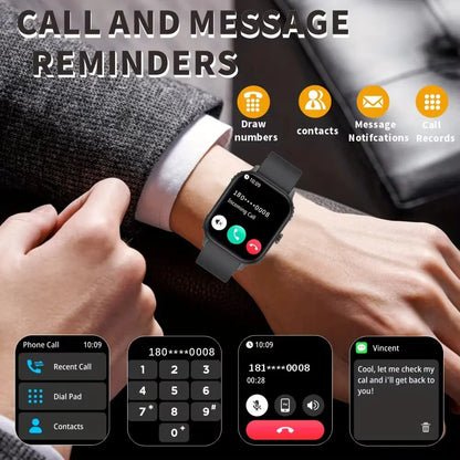 2026 1000mAh Large Battery 2026 New 2.04" HD Display Health Monitor Smart Watch Bluetooth Call IP68 Waterproof Sports Smartwatch