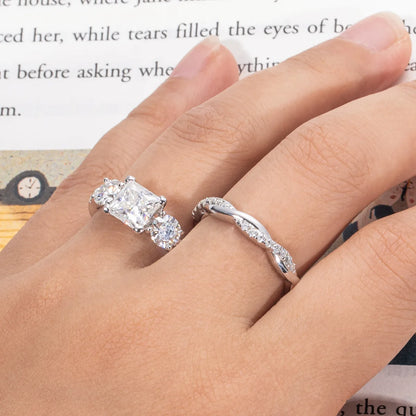 Carnica Luxury 925 Sterling Silver 1CT Real Moissanite Ring for Women Sugar Cube Pull-twist Arm GRA Diamond Wedding Jewelry Gift