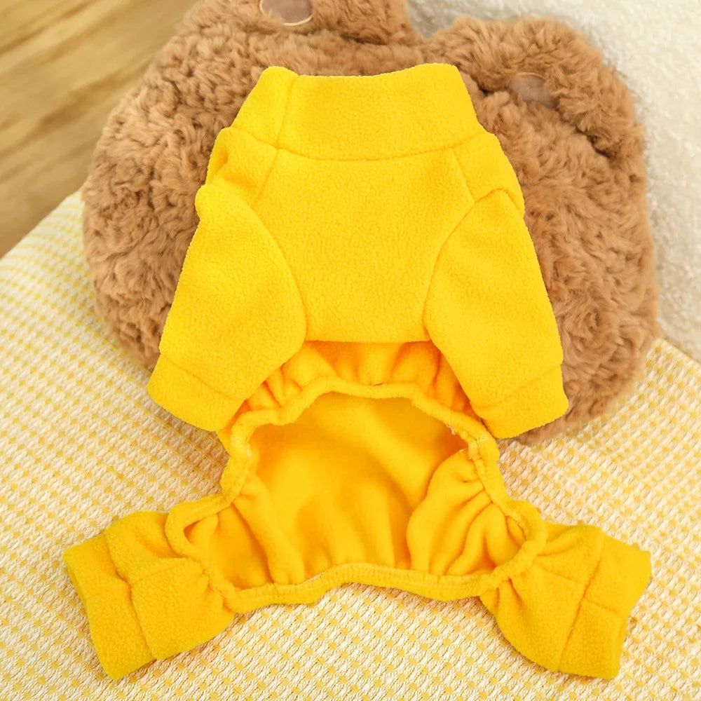 Fleece Dog Jumpsuit Pajamas Winter Dog Clothes Turtleneck Hoodie Costume Long Sleeve Bodysuit Pet Overalls Tracksuit Chiwawa XXL