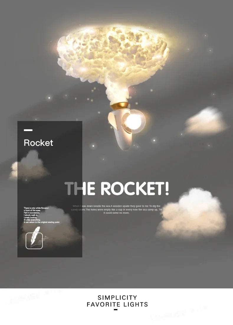 2025 Rocket Astronaut Ceiling Light For Bedroom Study Kids Nursery Modern Creative Led Cloud Led Lights Boys Children Room Light