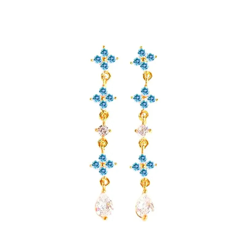 925 Sterling Silver Needle Long Chain Stud Earrings For Women Exquisite Zircon Geometric Tassel Pendant Earrings Luxury Jewelry