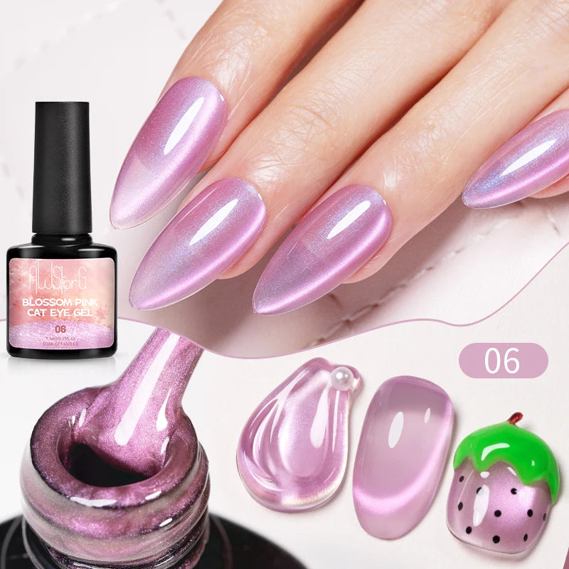 AWStorG 7.5ml Starlit Chameleon Cat Magnetic Gel Nail Polish Double Colors Semi Permanent UV Gel Varnish Need Black Base