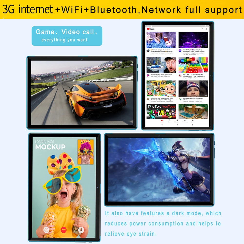New 10.1 Inch Android Tablet Pc Google Play Dual Cameras Octa Core Dual SIM Phone Call Tablets Bluetooth Wifi 4GB RAM 64GB ROM