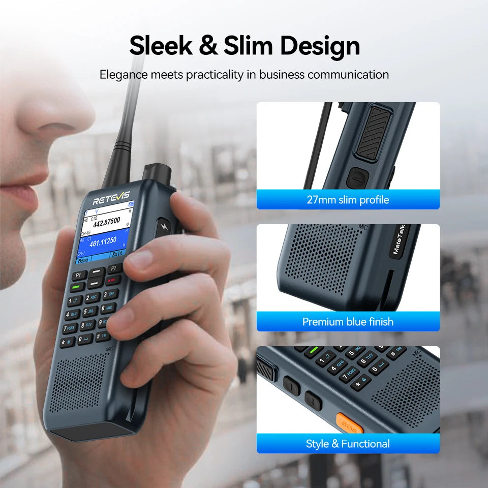 Retevis C63 UHF Walkie Talkie Portable 5W Long-lasting Battery Communication Radio LCD Screen TypeC Emergency for Hotel Security