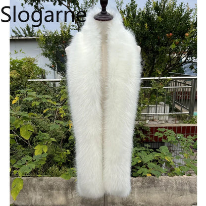 American 180cm Super Long Faux Fox Fur Scarf Winter Women Cosplay Warm Fashion Neck Decor Fluffy Shawl Wrap Luxury Furry Scarves