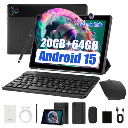 URAO 10 Inch Android 15 OS GMS Certified Tablets 1.8GHz 20GB RAM 64GB ROM 1TB Expandable HD IPS Touch Screen Dual Camera PC PAD