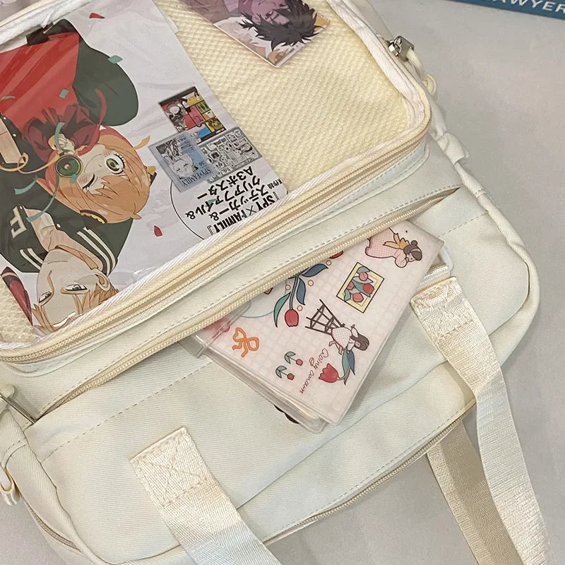 Y2K Japanese Preppy Style Shoulder Crossbody Bag New Nylon School Bags for Teenage Girls Transparent Itabag Backpacks Ita Bag