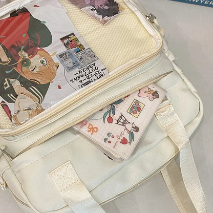 Y2K Japanese Preppy Style Shoulder Crossbody Bag New Nylon School Bags for Teenage Girls Transparent Itabag Backpacks Ita Bag