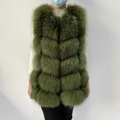 Real  Fur Raccoon Vest Natural Fur Coat For Jacket Female Coats Vest Waistcoat Long Fur Coats Real Fur Coat Fox Vest Jacket