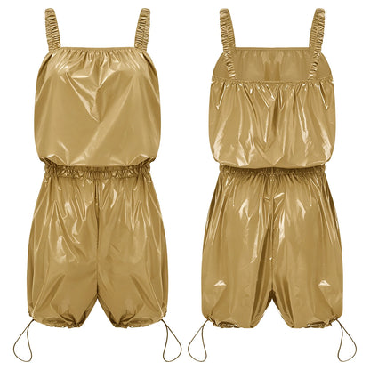 Womens Waterproof Diaper Cover Bodysuit Elastic Shoulder Straps and Waistband Drawstring Legs Palysuit Rompers Adaptive Jumpsuit