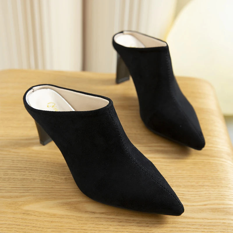 2022 Spring Summer Women Designer Shoes Pointed Toe Mules Slippers Ladies Luxury Brand High Heel Sandals
