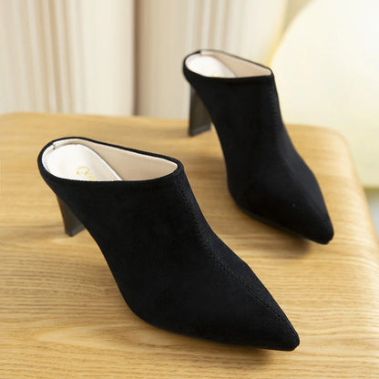 2022 Spring Summer Women Designer Shoes Pointed Toe Mules Slippers Ladies Luxury Brand High Heel Sandals