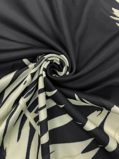 Women's Tropical Leaf Print Short Sleeve Jumpsuit, Summer Casual V Neck Elastic Waist Wide Leg Romper With Side Pockets