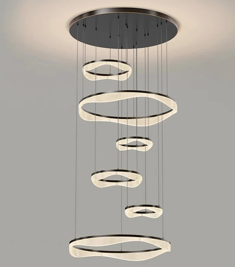 Modern ring stairs led lights pendant light lamps for living room led Chandeliers for dining room hanging light indoor lighting