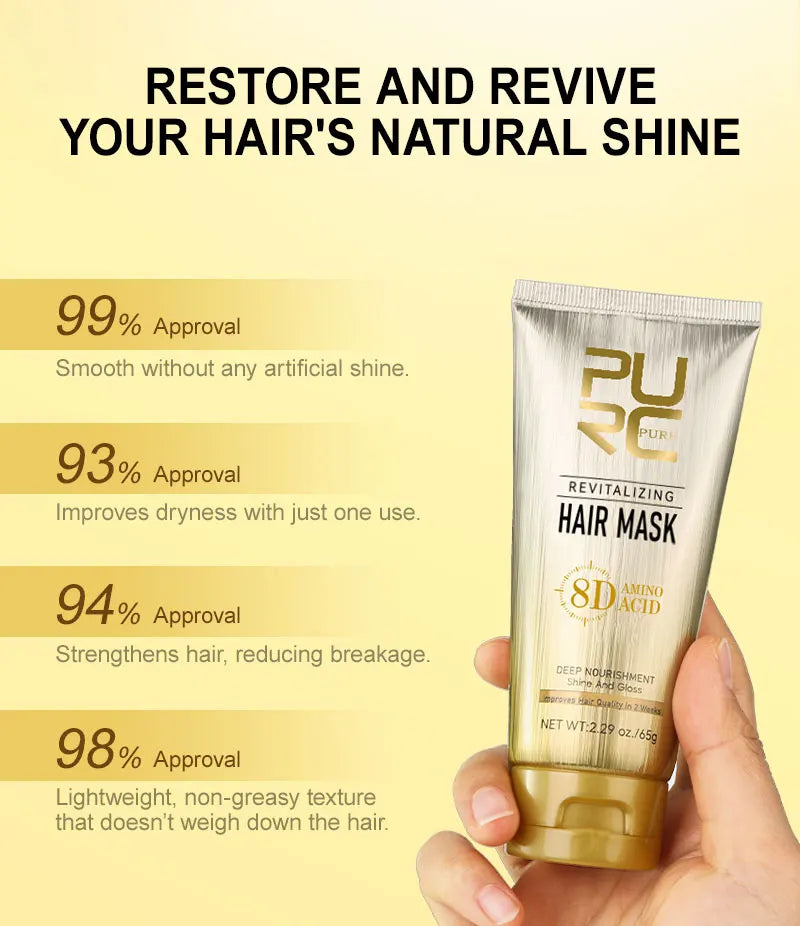 PURC Argan Oil Hair Mask Smoothing Repair Damaged Frizz Hair Treatment Straightening Nourishing Shine Hair Care 65g New Sales