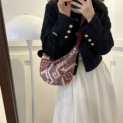 Canvas Shoulder Bags Fashion Large-capacity National Style Underarm Bags Messenger Bag Women Female