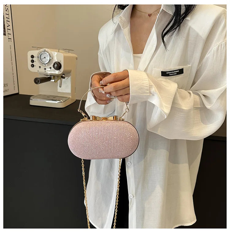 Luxury Sequined Hand-held Dinner Bag, Elegant Style Bag, High-end Chain Single-shoulder Crossbody Bag, Handbag for Wedding Party