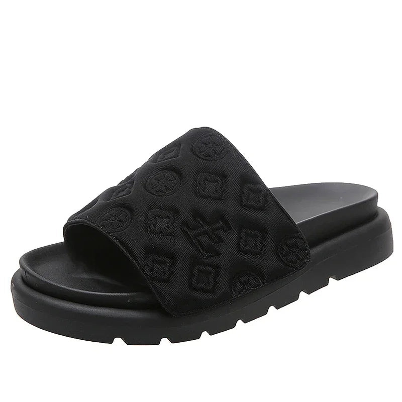 Magic Tape Flat Slippers Women Summer Luxury Shoes woman Brand Platform Sandals Ladies Height Increase Flats Slides Slippers