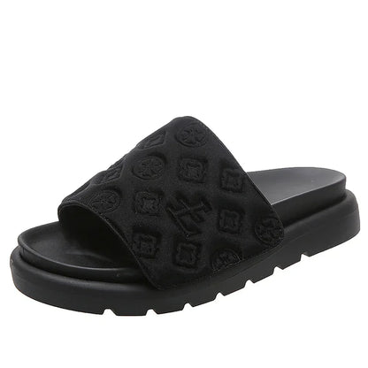 Magic Tape Flat Slippers Women Summer Luxury Shoes woman Brand Platform Sandals Ladies Height Increase Flats Slides Slippers