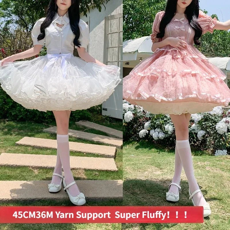 Multi-layer Ruffled Petticoats For Women Fluffy Bubble Skirt Crinoline Underskirt No Hoop Boneless Lolita Puffy Skirt Mini Skirt