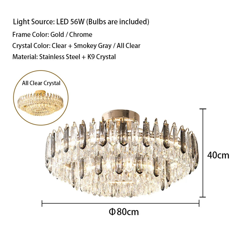 Clear Crystal Ceiling Chandeliers New LED Lights Luxury Rectangle Hanging Lamp Modern Home Decor Lustres for Dining Room Table