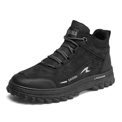 British Style Men's Motorcycle Boots High Top Tooling Shoes For Men Casual Boots Fashion Leather Ankle Boots Man Platform Boots