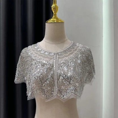 Vintage Sequin Embellished Flapper Shawl Beaded 1920s Sequin Shoulder Shawl Short Outerwear Women