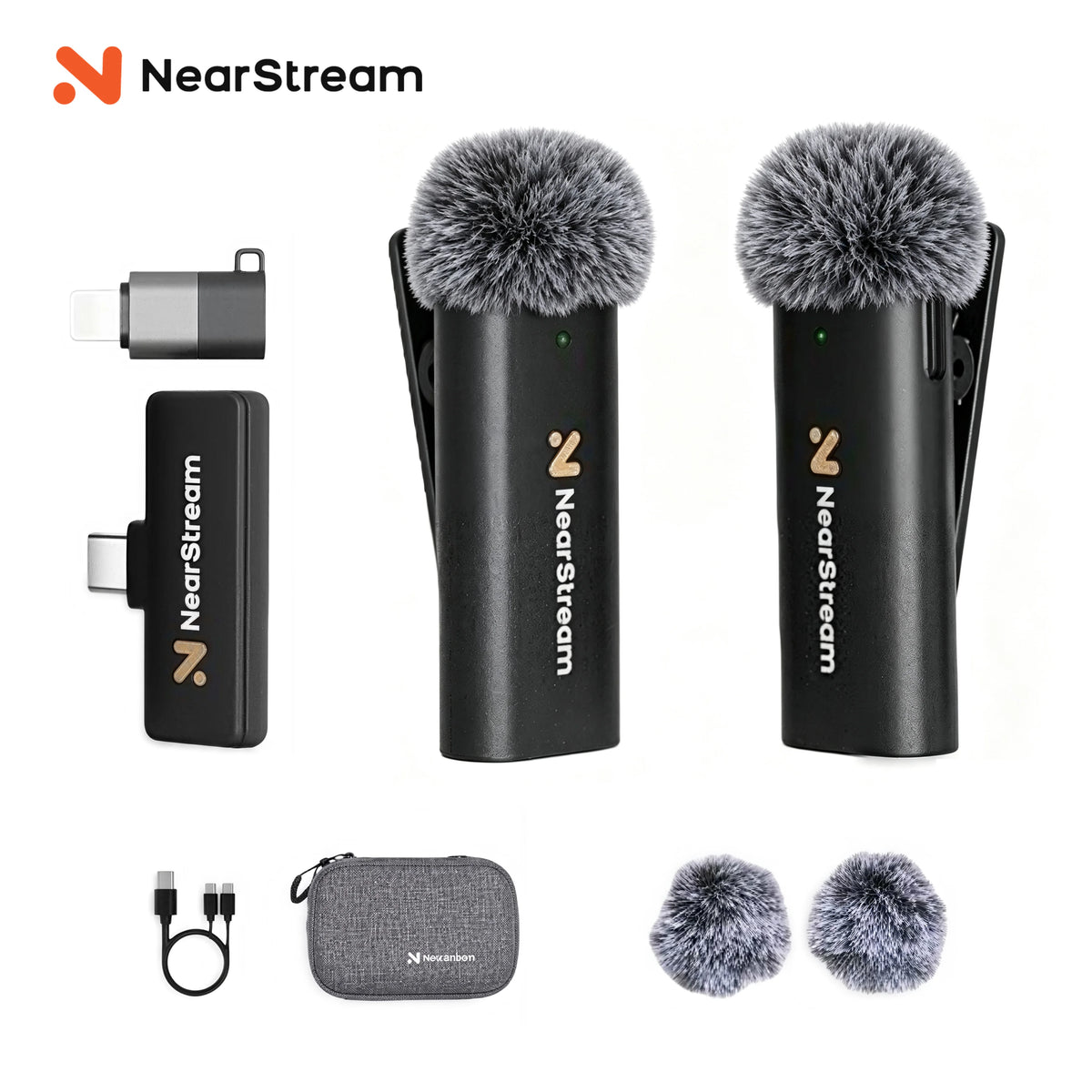 NearStream Wireless Lavalier Microphone for iPhone Android USB C Lightning, 2.4G  Plug Play Lapel Mic with Noise Reverb Mute, 6h Clip-on Mini Mic for Video Vlog  Podcast Interview,Live Streaming