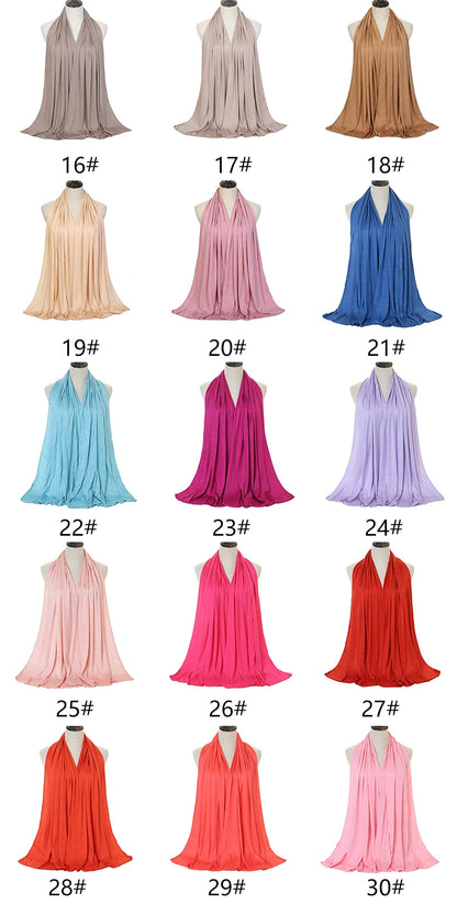 Premium Modal Cotton Jersey Hijab Scarf Long Muslim Shawl Plain Soft Turban Tie Head Wraps For Women Africa Headband 170x60cm