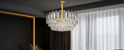 Modern K9 Crystal Chandelier Round Ceiling Fixtures Pendant Lights Living Room Bedroom