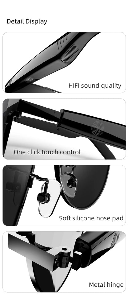 High-quality Sunglasses Smart Glasses With Earphones Bluetooth Music Outdoor Cycling UV protection Women's Glasses Men