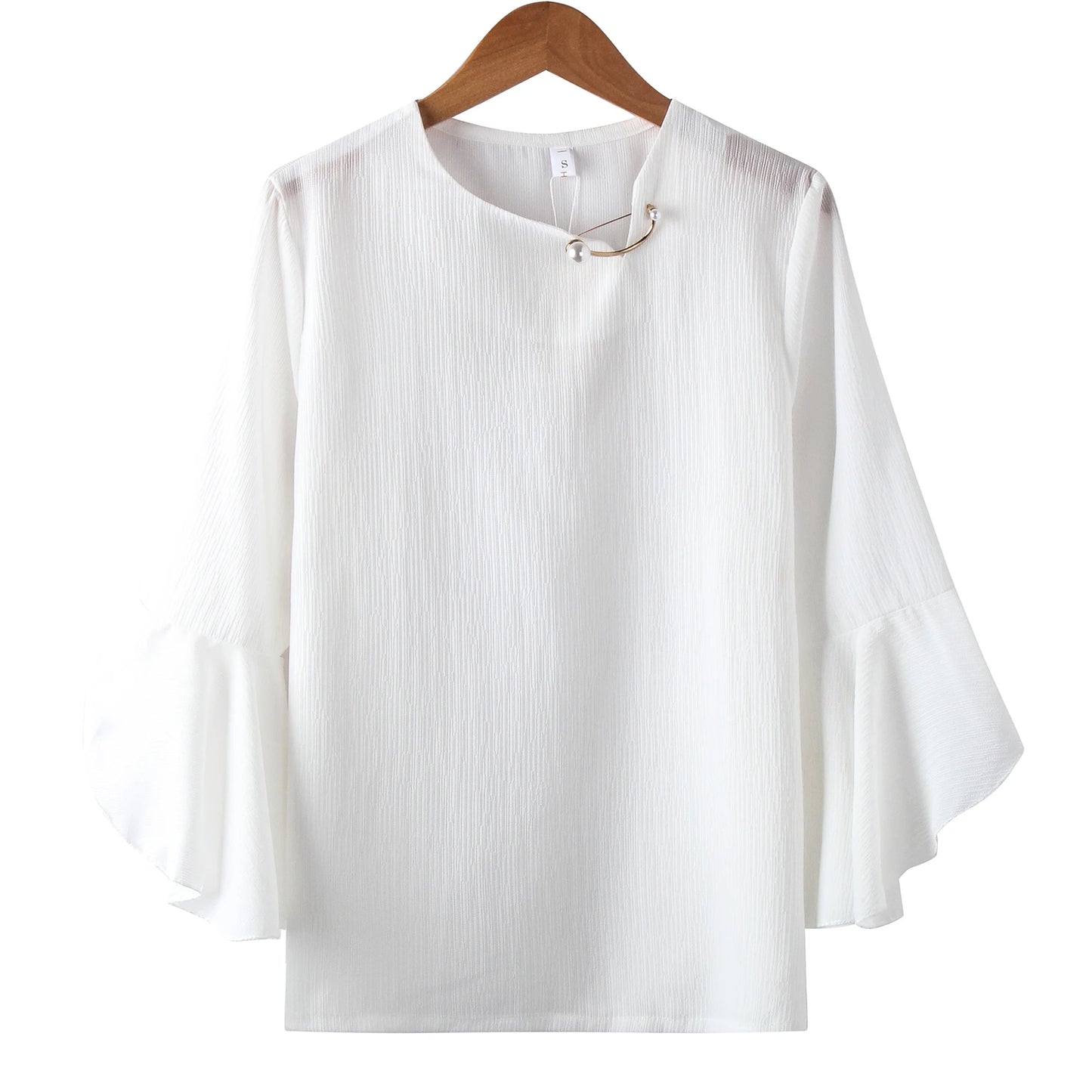 Seven-point Female Ruffled Sleeved Loose Shirt Chiffon Blouses