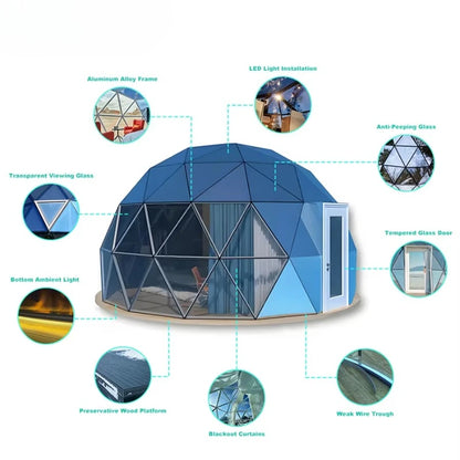Customizable 4-season outdoor camping transparent bubble house star view geography dome glass tent hotel spherical glass room