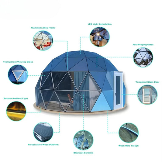 Customizable 4-season outdoor camping transparent bubble house star view geography dome glass tent hotel spherical glass room