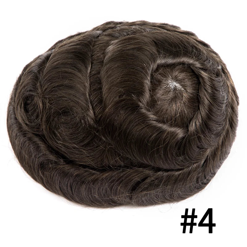 Full Lace Hair System Men Wig With Realistic Hairline Toupee For Men Breathable Male Hair Prosthesis 100% Human Hair Wig For Man