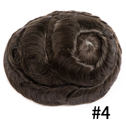 Full Lace Hair System Men Wig With Realistic Hairline Toupee For Men Breathable Male Hair Prosthesis 100% Human Hair Wig For Man